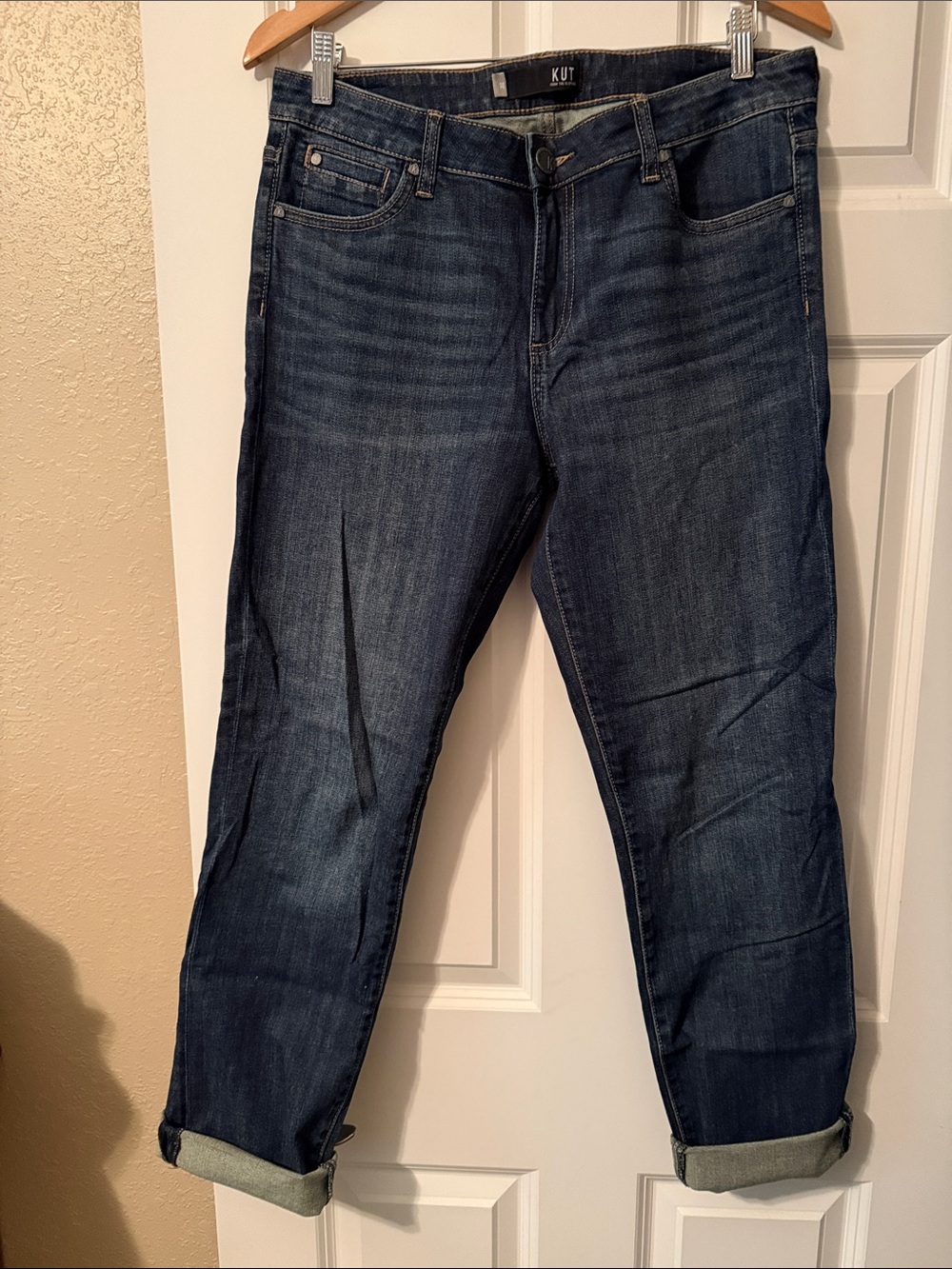 Kut from the Kloth Boyfriend Jeans in Dark Blue Wash